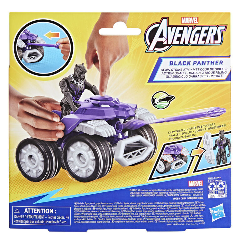 Hasbro Marvel Avengers Epic Hero Series Black Panther Claw Strike ATV Toy Car and Action Figure Playset