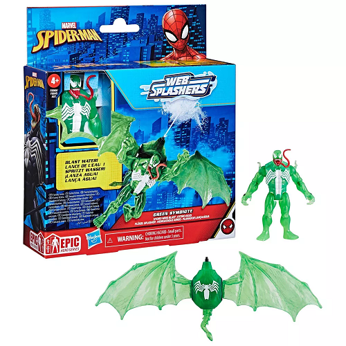 Hasbro Marvel Spider-Man Epic Hero Web Splashers Green Symbiote Hydro Wing Blast
