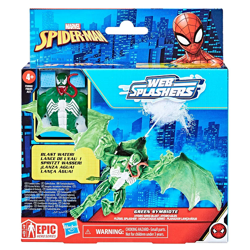 Hasbro Marvel Spider-Man Epic Hero Web Splashers Green Symbiote Hydro Wing Blast