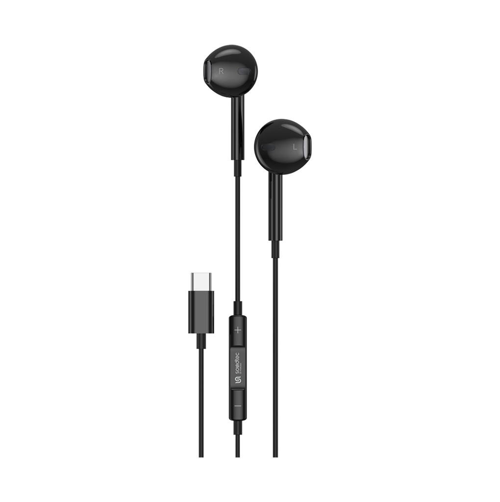 Porodo Soundtec Stereo Earphones Type-C with High-Clarify Mic - Black