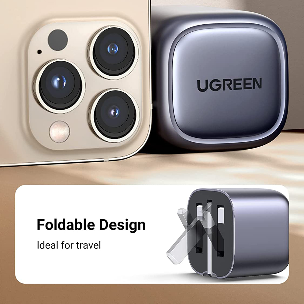 UGREEN 90878 Nexode 30W USB-C PD GaN Fast Charger UK -folding foot (Black) CD305