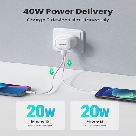 UGREEN 10344 USB-C Fast Charger 40W UK - Folding Foot CD243