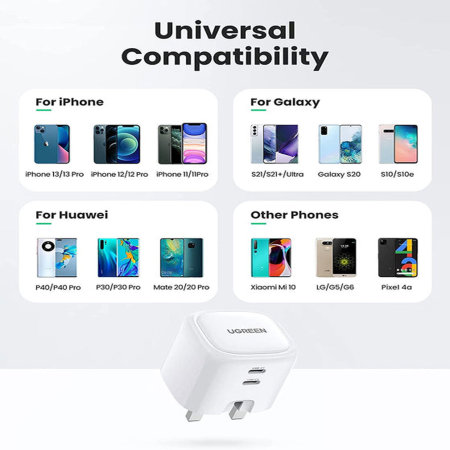 UGREEN 10344 USB-C Fast Charger 40W UK - Folding Foot CD243
