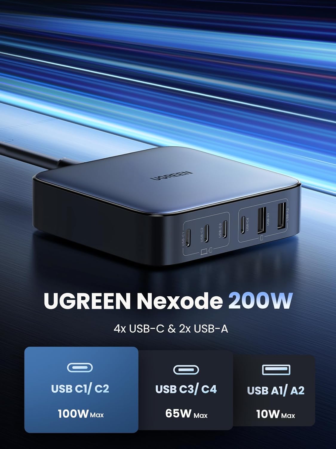 UGREEN 40915 GaN 200W Desktop Charger (6-Port) CD271