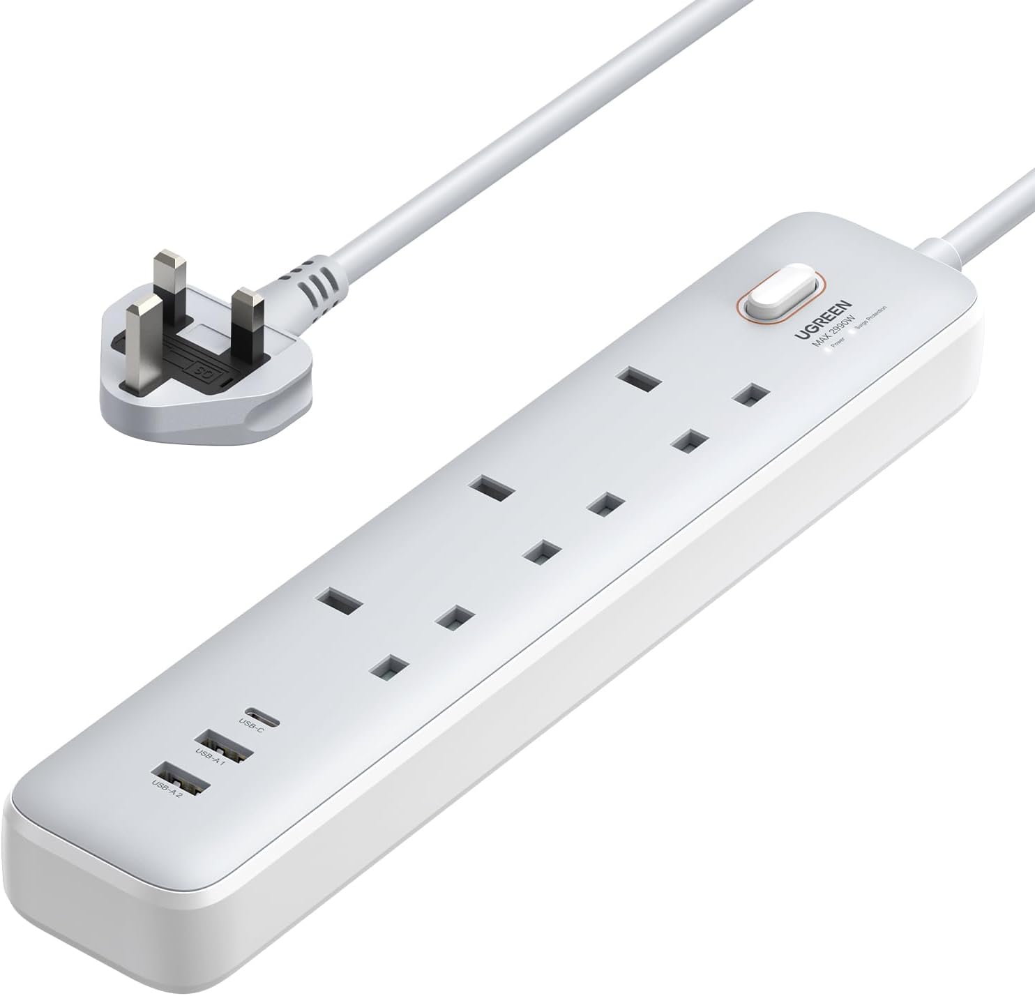 UGREEN 15461 30W 3 AC Power Strip with Master Switch (2A1C) CD286