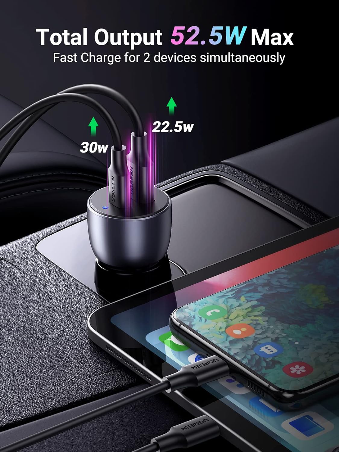 UGREEN 60980 36W Car Charger Alu Case (Space Grey) CD213