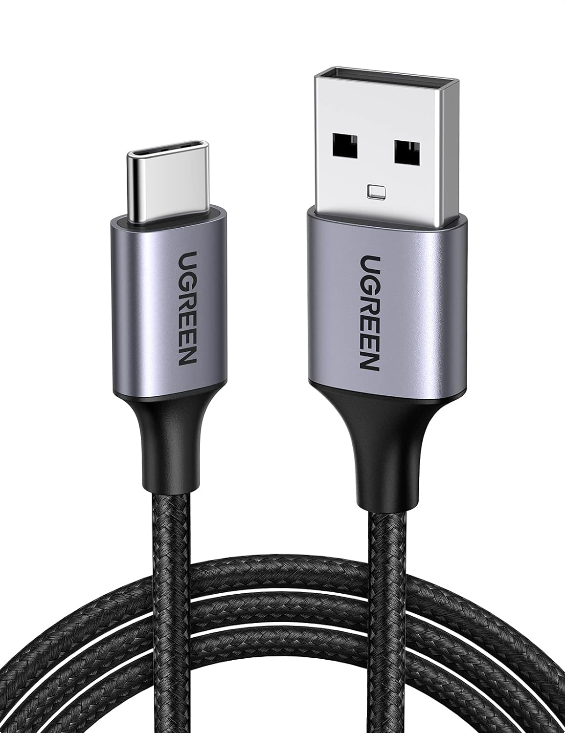 UGREEN 60126 USB-A 2.0 to USB-C Cable Nickel Plating Aluminum Braid 1m (Black) US288