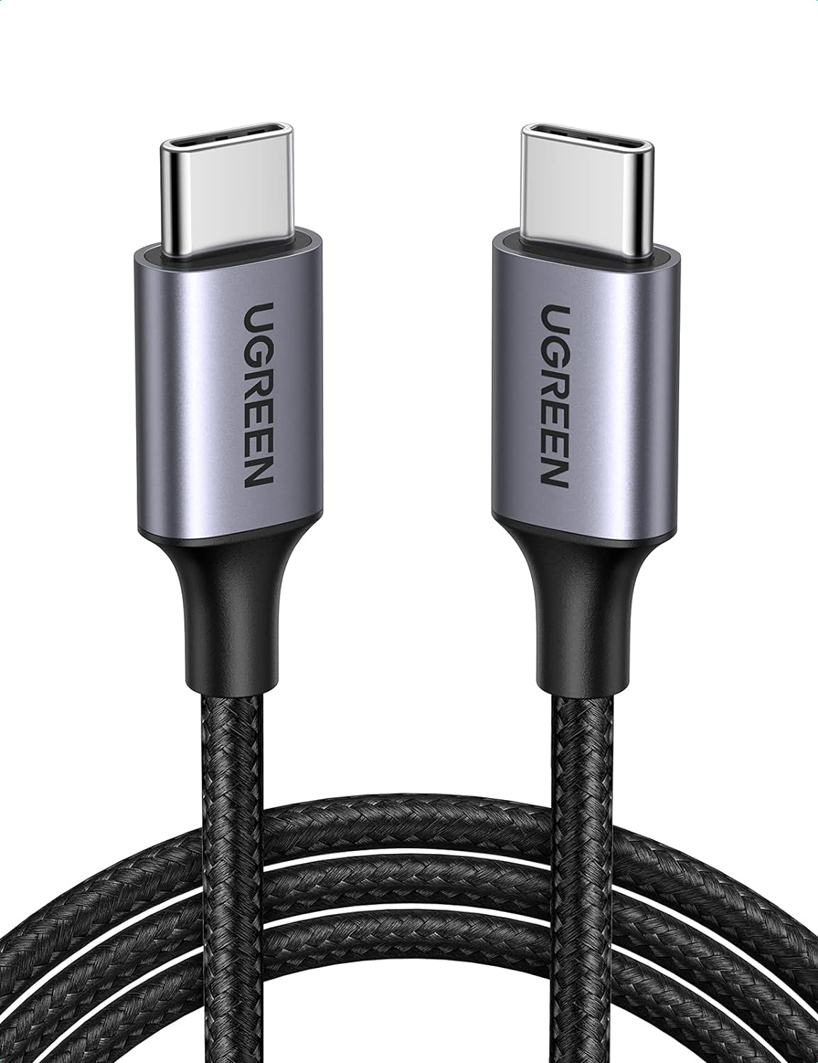 UGREEN 50150 USB 2.0 C M/M Round Cable Nickel Plating Aluminium Shell 1m (Grey Black) US261