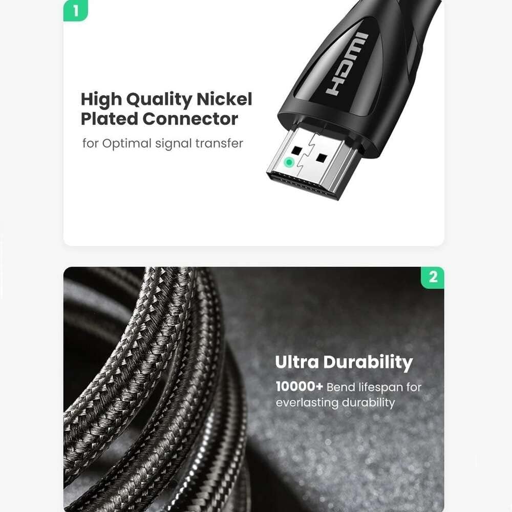 UGREEN 80403 HDMI A M/M Cable with Braided 2m HD140