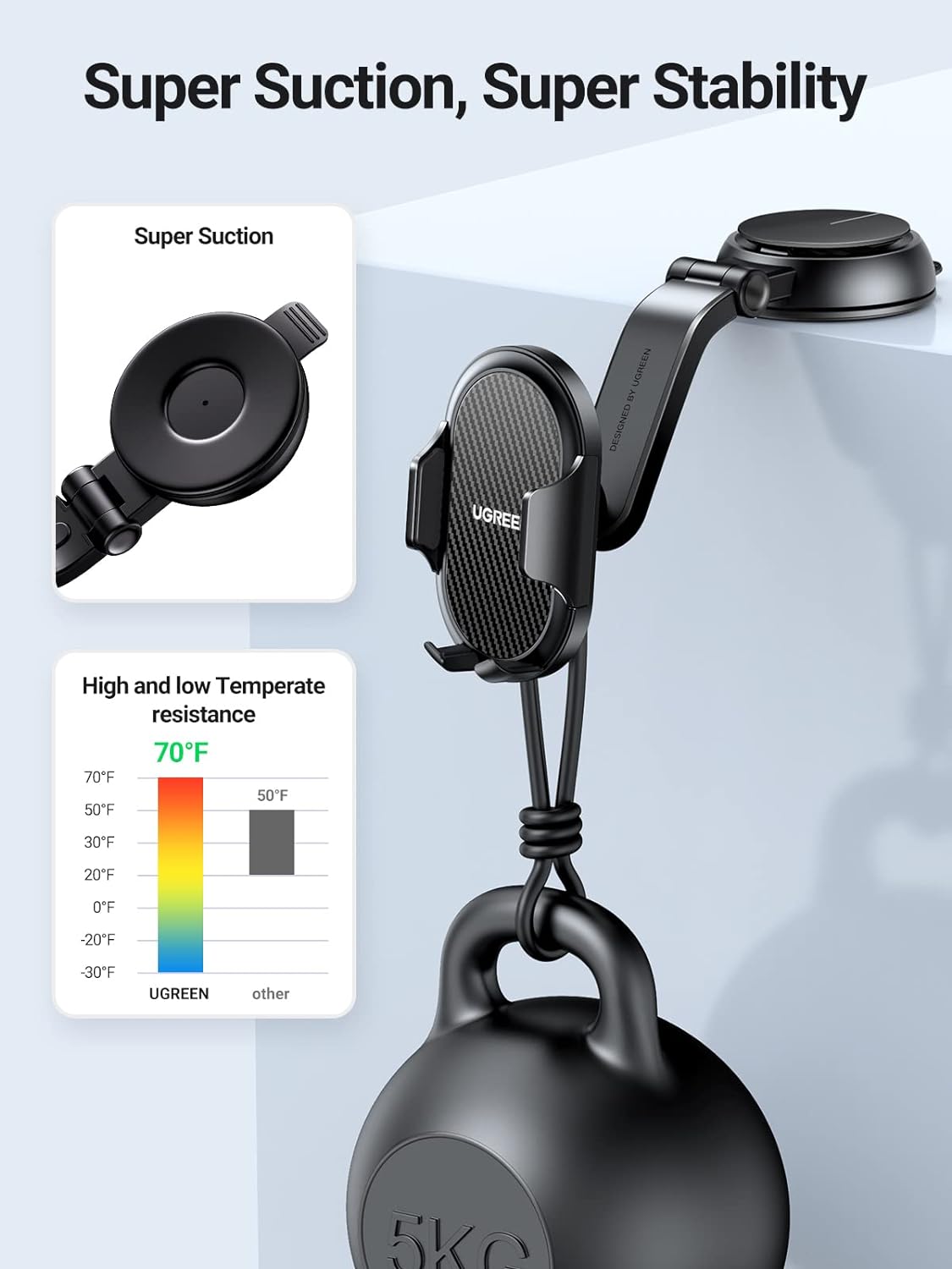UGREEN 20473 Waterfall-Shaped Suction Cup Phone Mount LP405
