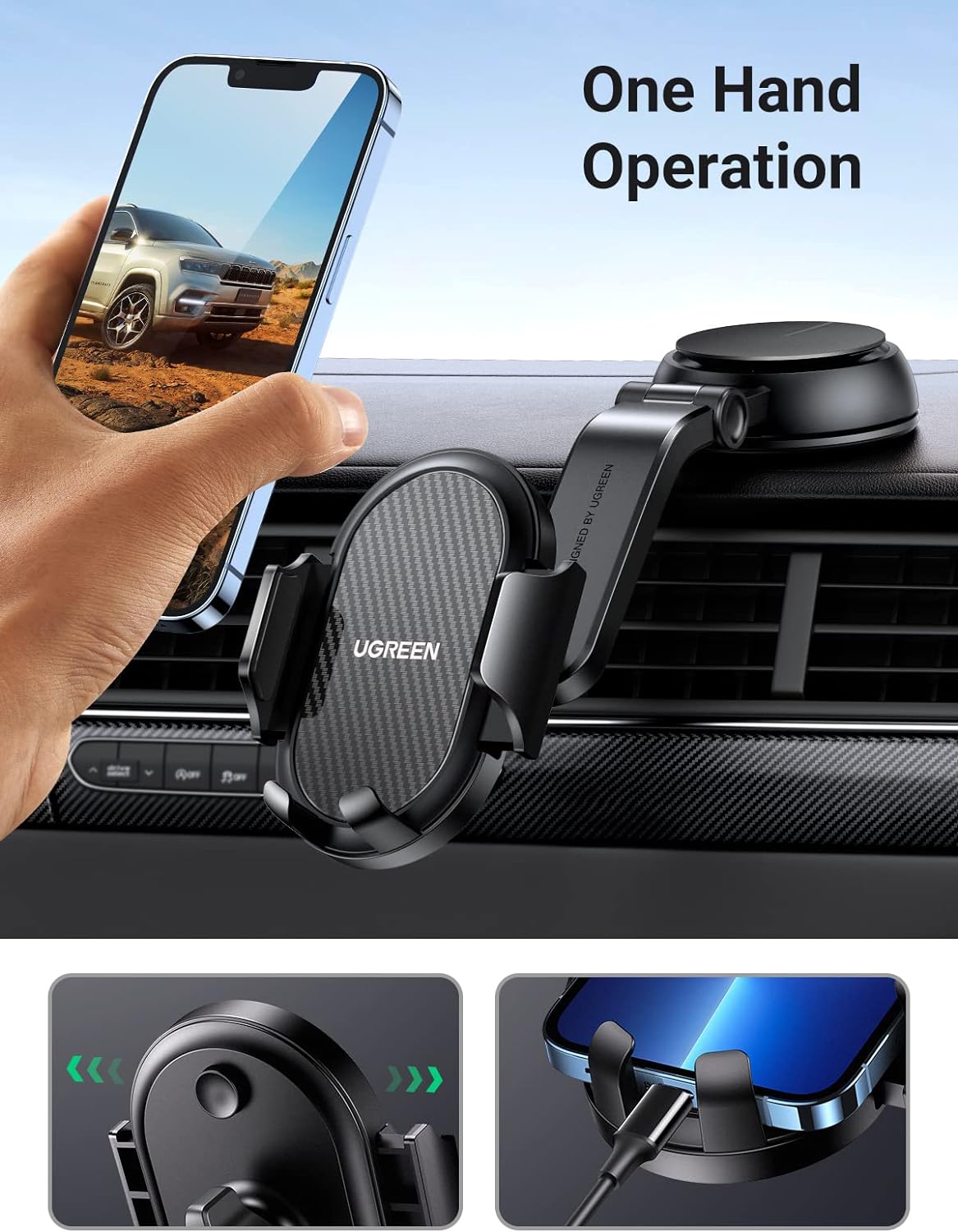 UGREEN 20473 Waterfall-Shaped Suction Cup Phone Mount LP405