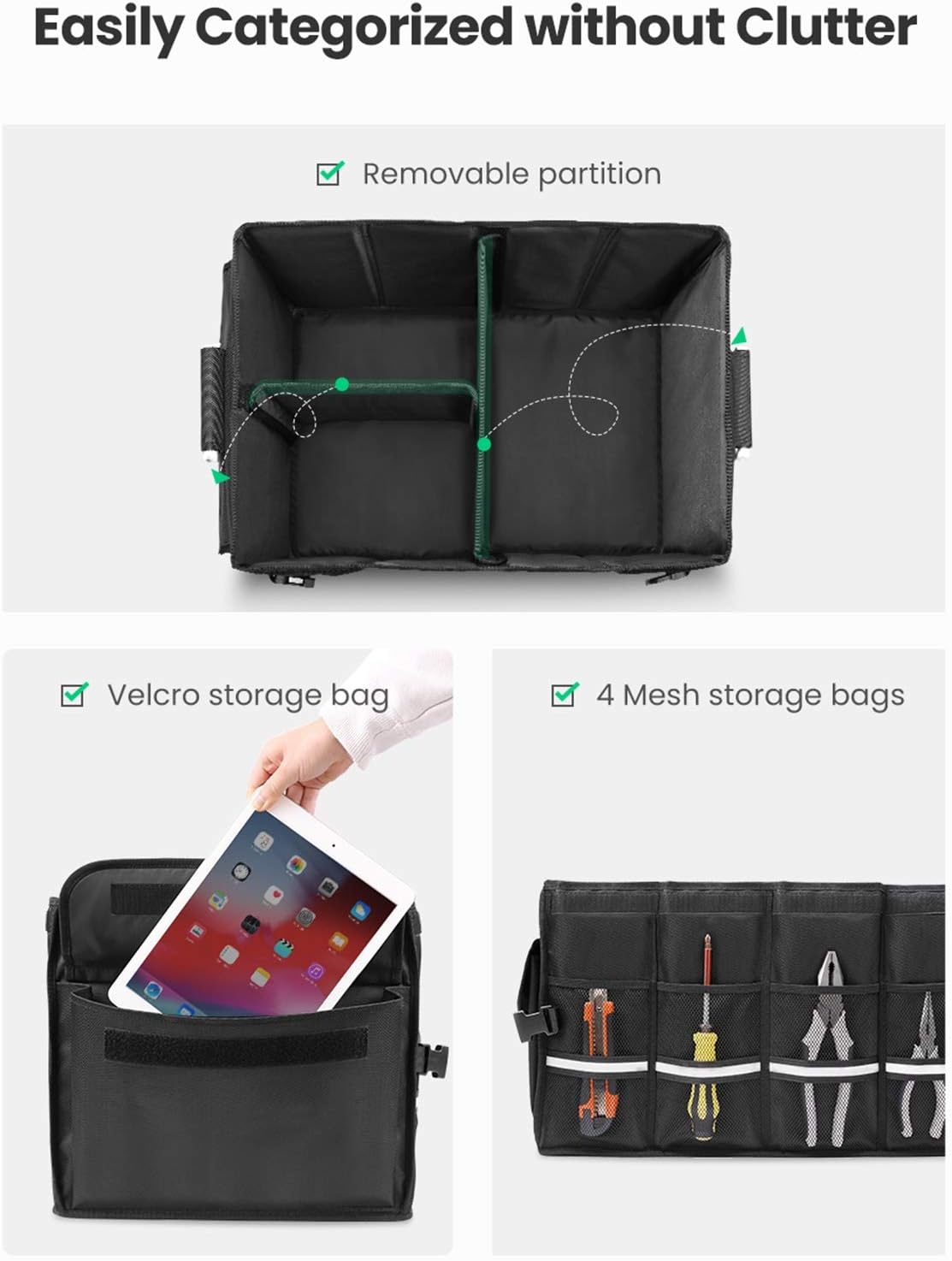 UGREEN 80710 Car Trunk Organizer 55L Oxford + Aluminium Alloy LP256