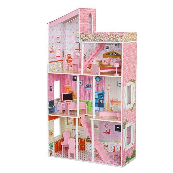 Plum Tillington Wooden Doll House With Wooden Accessories
