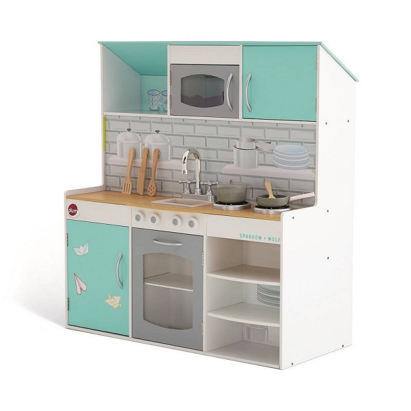 Plum 2-in-1 Wooden Dollhouse & Kitchen-Peppermint