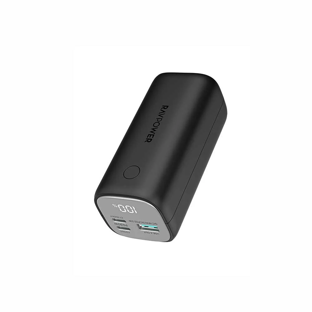 RAVPower 14000mAh 30W Battery With Two Type-C PD Ports and a USB Port - Black