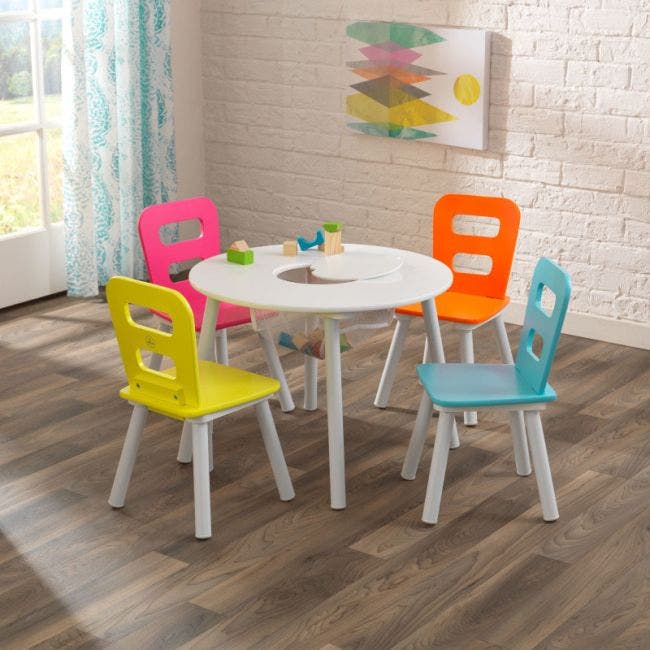 Kidkraft Round Storage Table &amp; 4 Chairs | Buy Online | Ubuy Kuwait