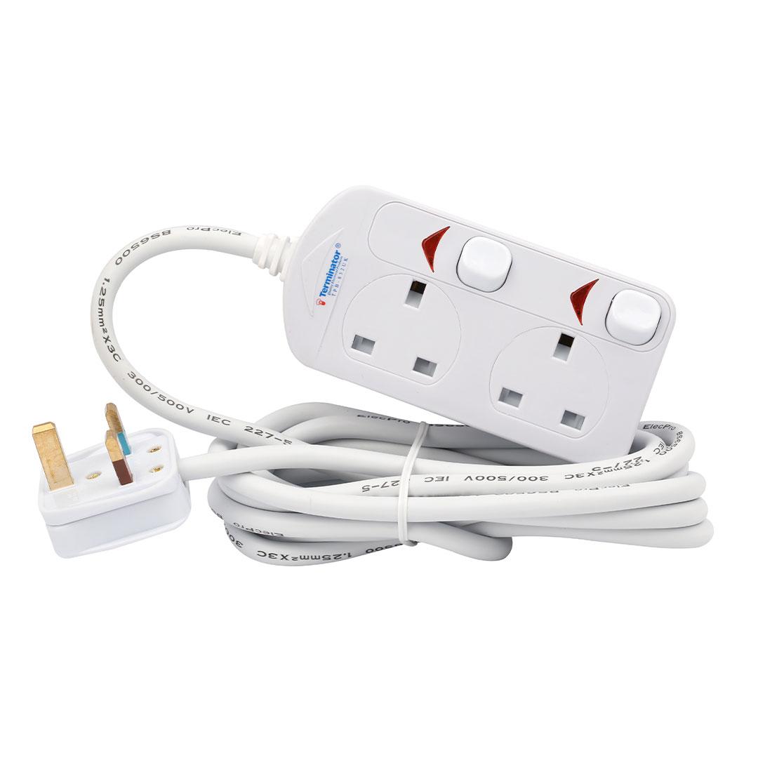 Terminator 2 Way Power Extension Socket 3m - TPB-832UK