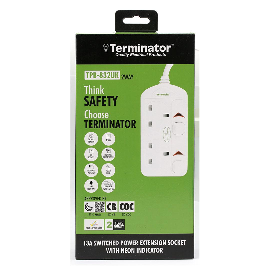 Terminator 2 Way Power Extension Socket 3m - TPB-832UK