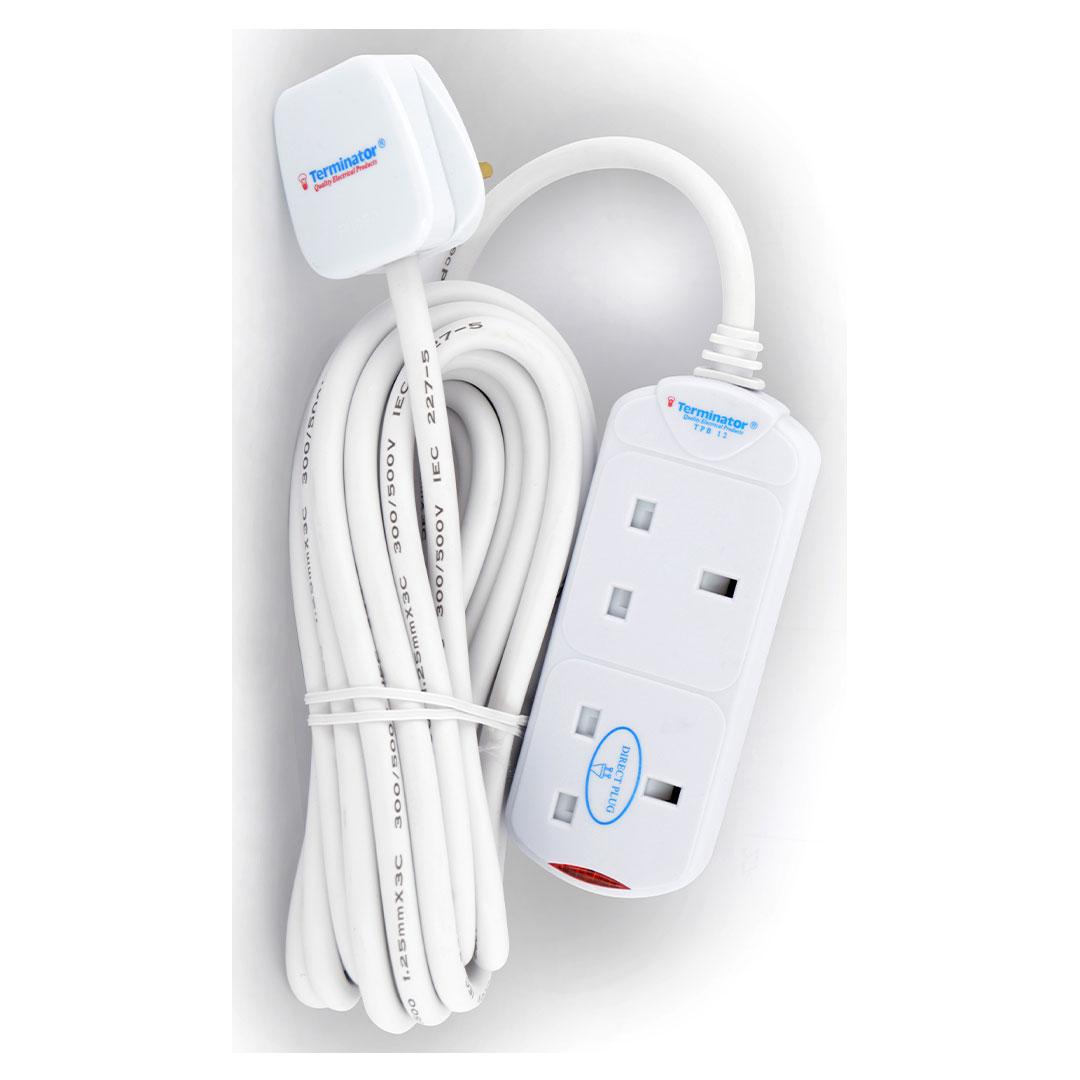 Terminator 2 Way Power Extension Socket 3m Cable 13A - TPB 12-3M
