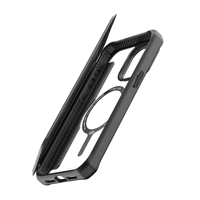 Itskin Hybrid Magfolio Leather Case For iPhone 15 Pro Max - Black