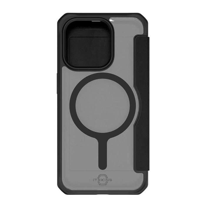 Itskin Hybrid Magfolio Leather Case For iPhone 15 Pro Max - Black