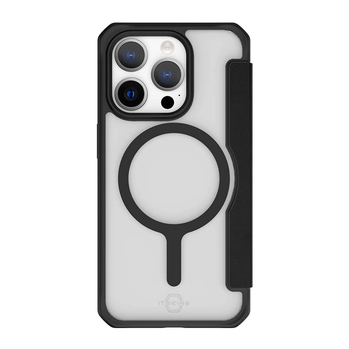 Itskin Hybrid Magfolio Leather Case For iPhone 15 Pro Max - Black