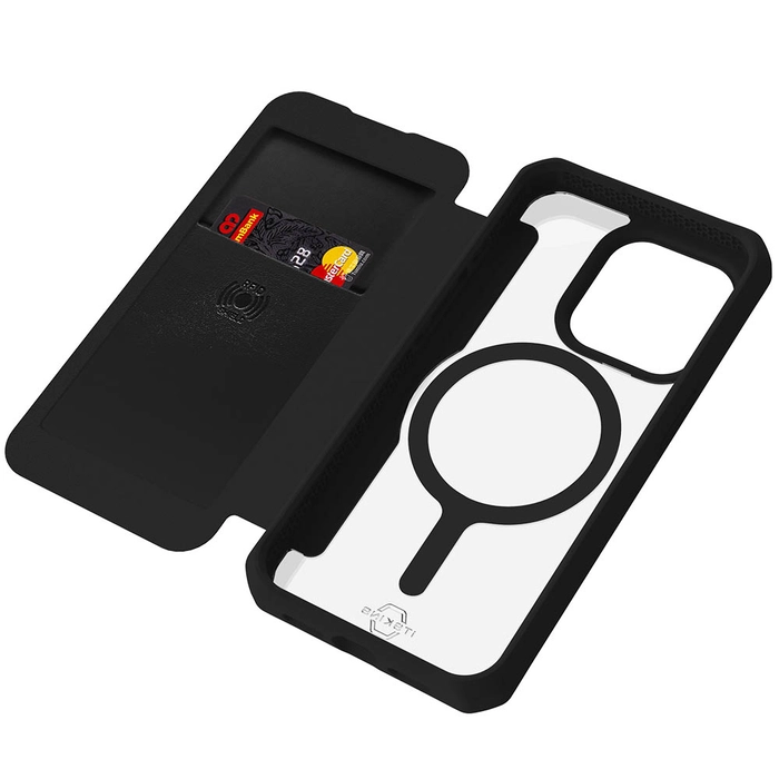 Itskin Hybrid Magfolio Leather Case For iPhone 15 Pro Max - Black