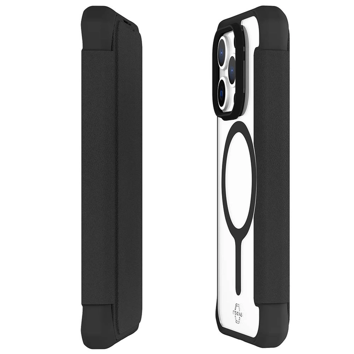 Itskin Hybrid Magfolio Leather Case For iPhone 15 Pro Max - Black
