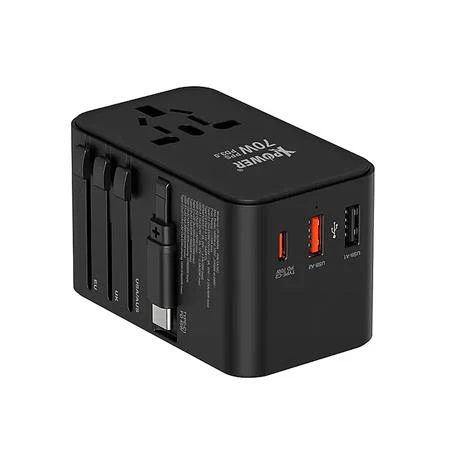 XPower TA70C 70W PD output PPS GaN Travel Adaptor Built-in Type-C Cable – Black