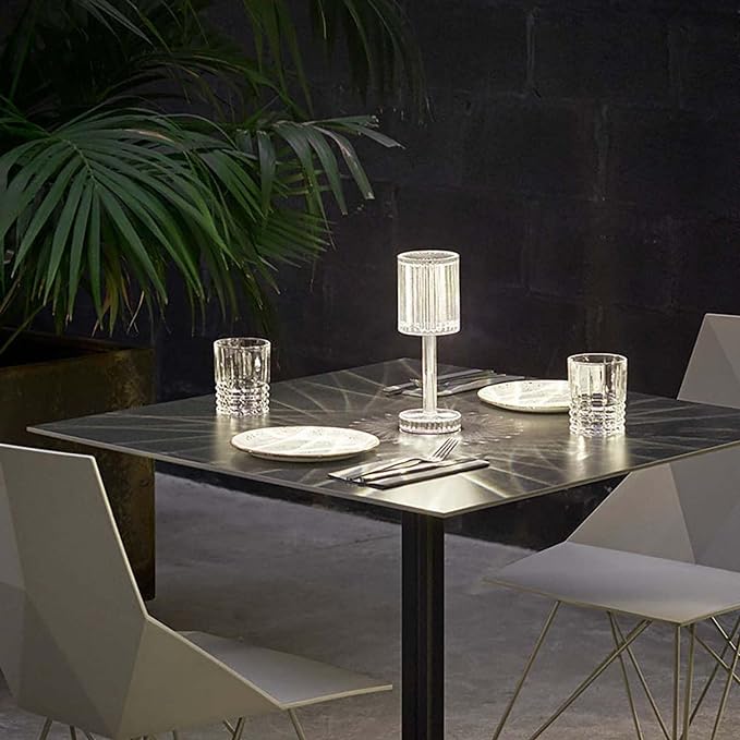 Touching Control Gatsby Crystal Lamps for Bedrooms, Cordless Table Lamp with USB Port 3-way Dimmable Nightstand Lamp for Home Decor