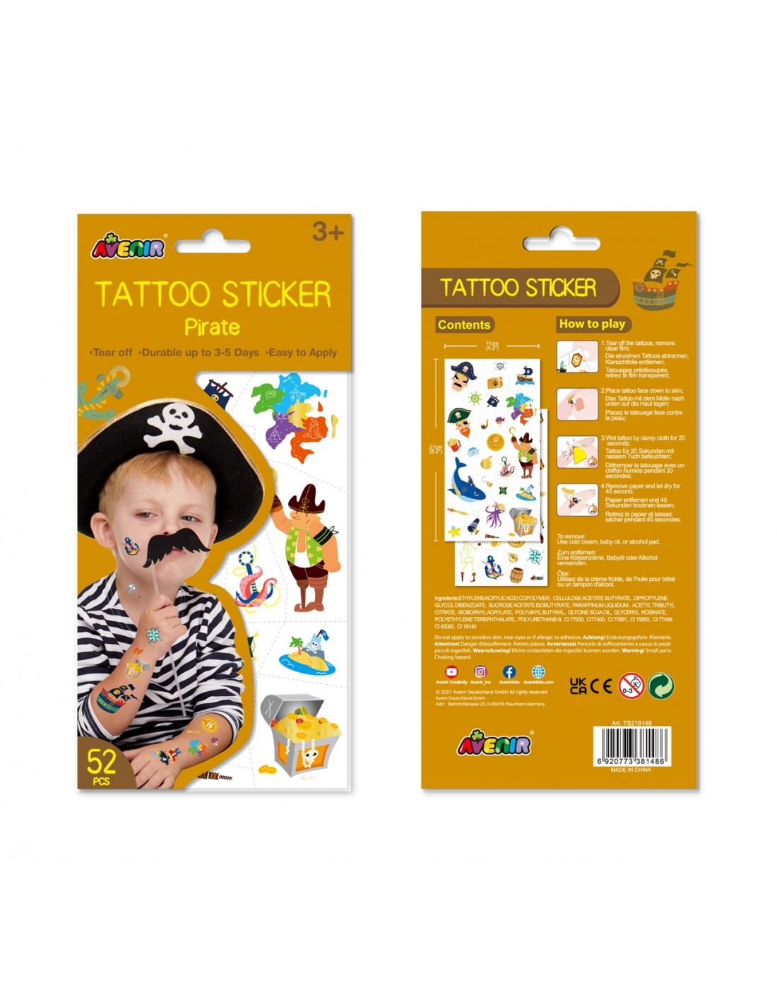 Avenir Tattoo Sticker-Pirate