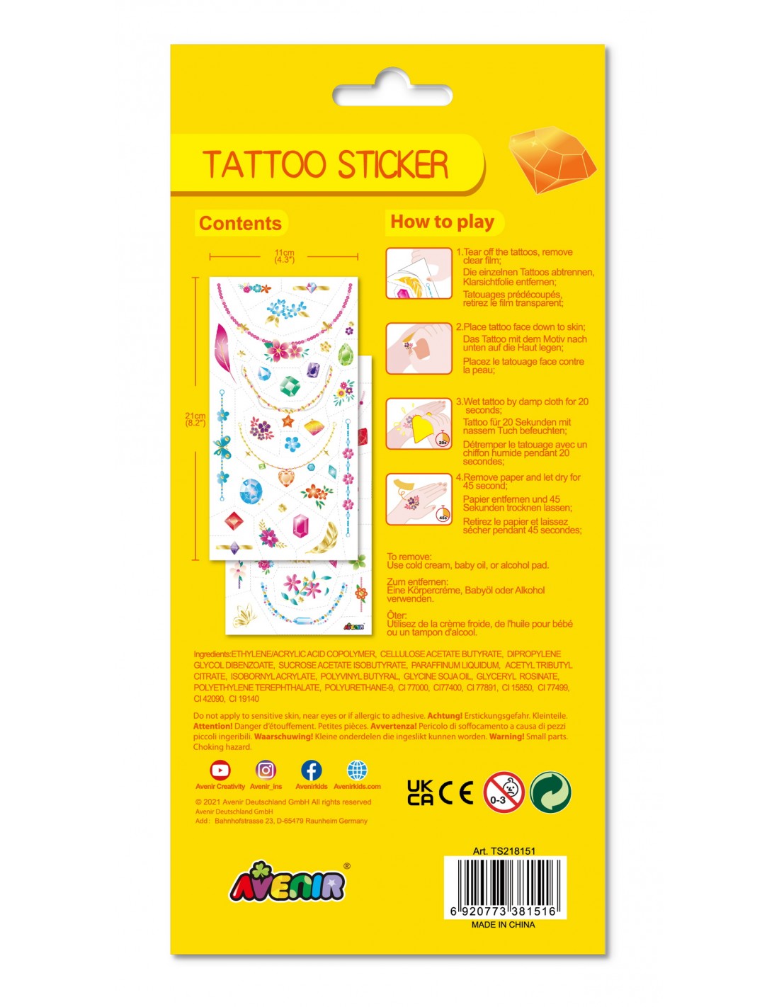 Avenir Tattoo Sticker-Jewelry