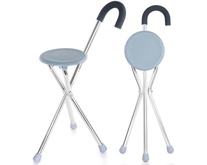 Crutch Chair Walking Stick With Folding Seat