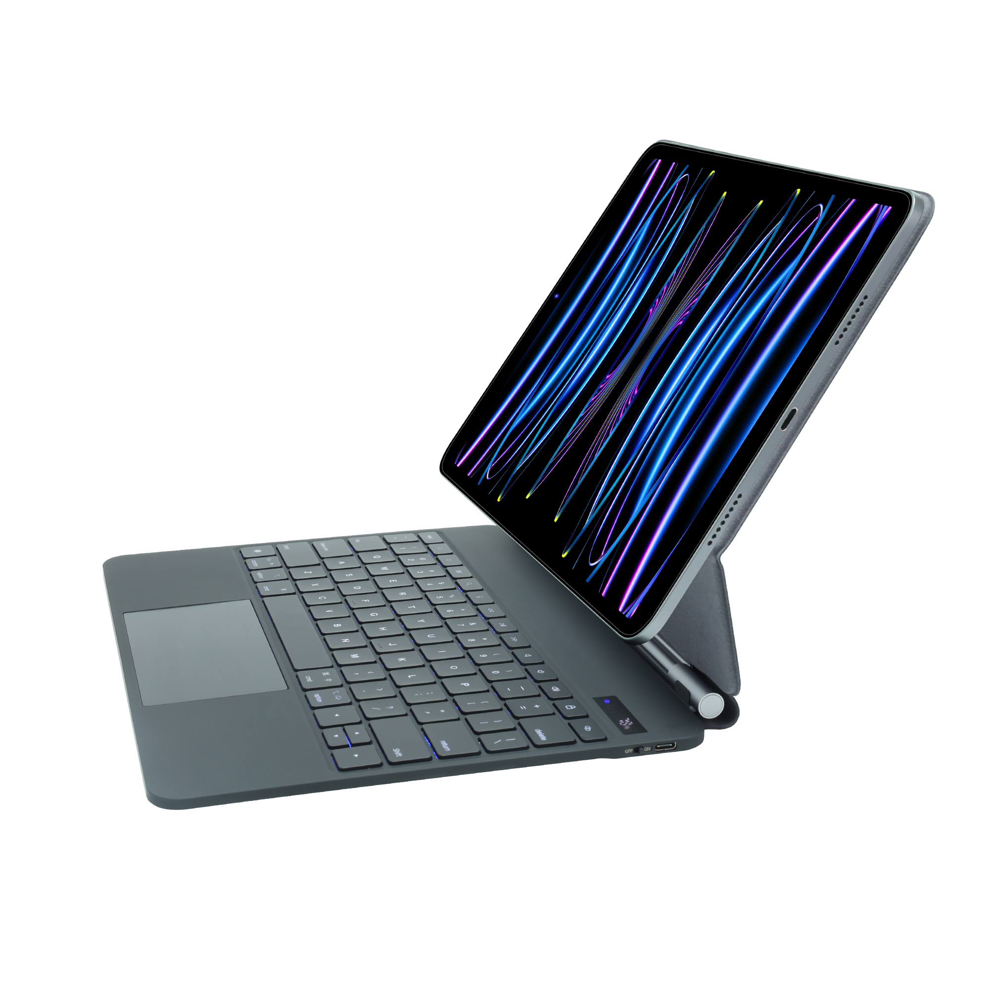 SIA Arabic layout Magic Keyboard Case With LED Power Display For iPad Pro 12.9 Inch 2018-2022 - Backlight - Black