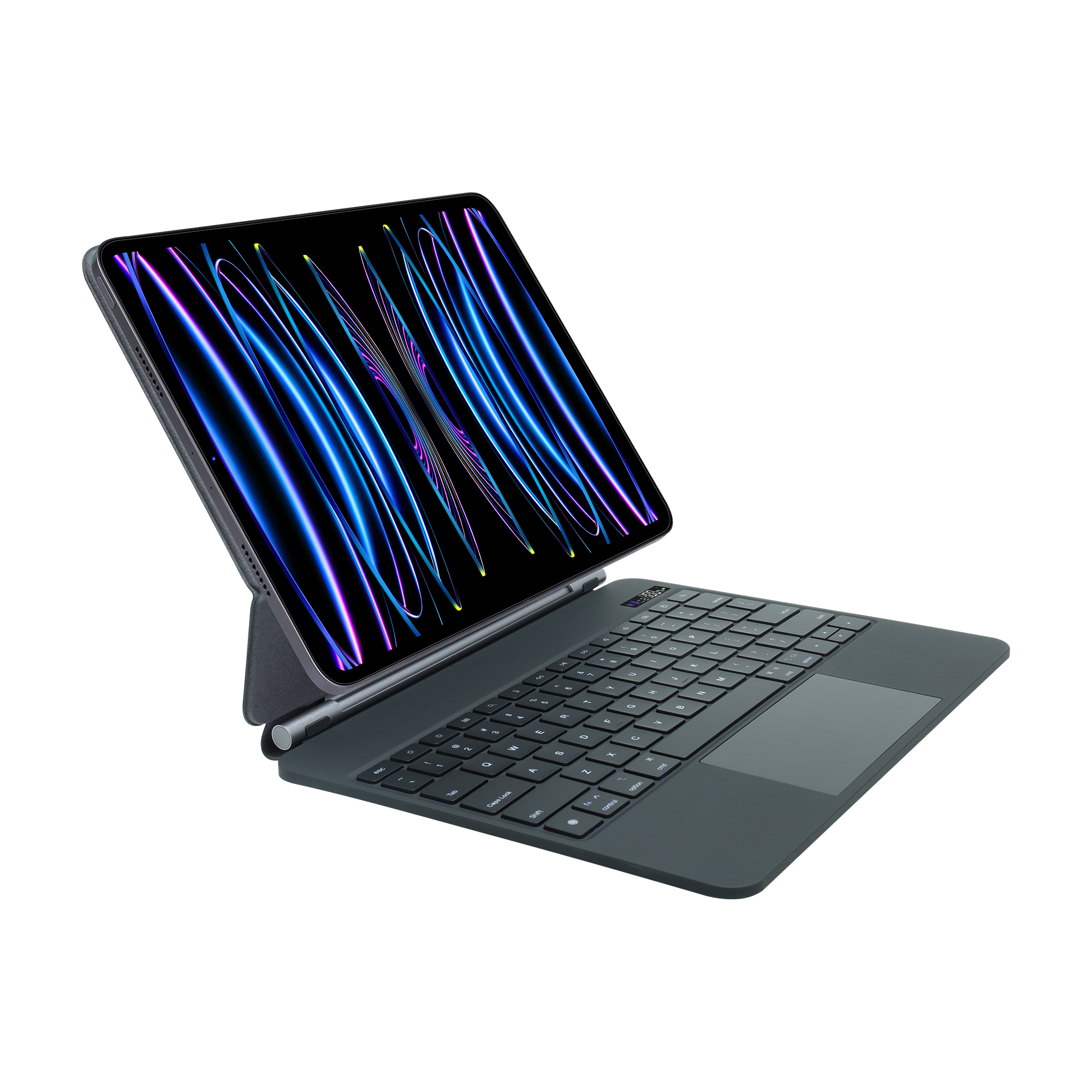 SIA Arabic layout Magic Keyboard Case With LED Power Display For iPad Pro 12.9 Inch 2018-2022 - Backlight - Black