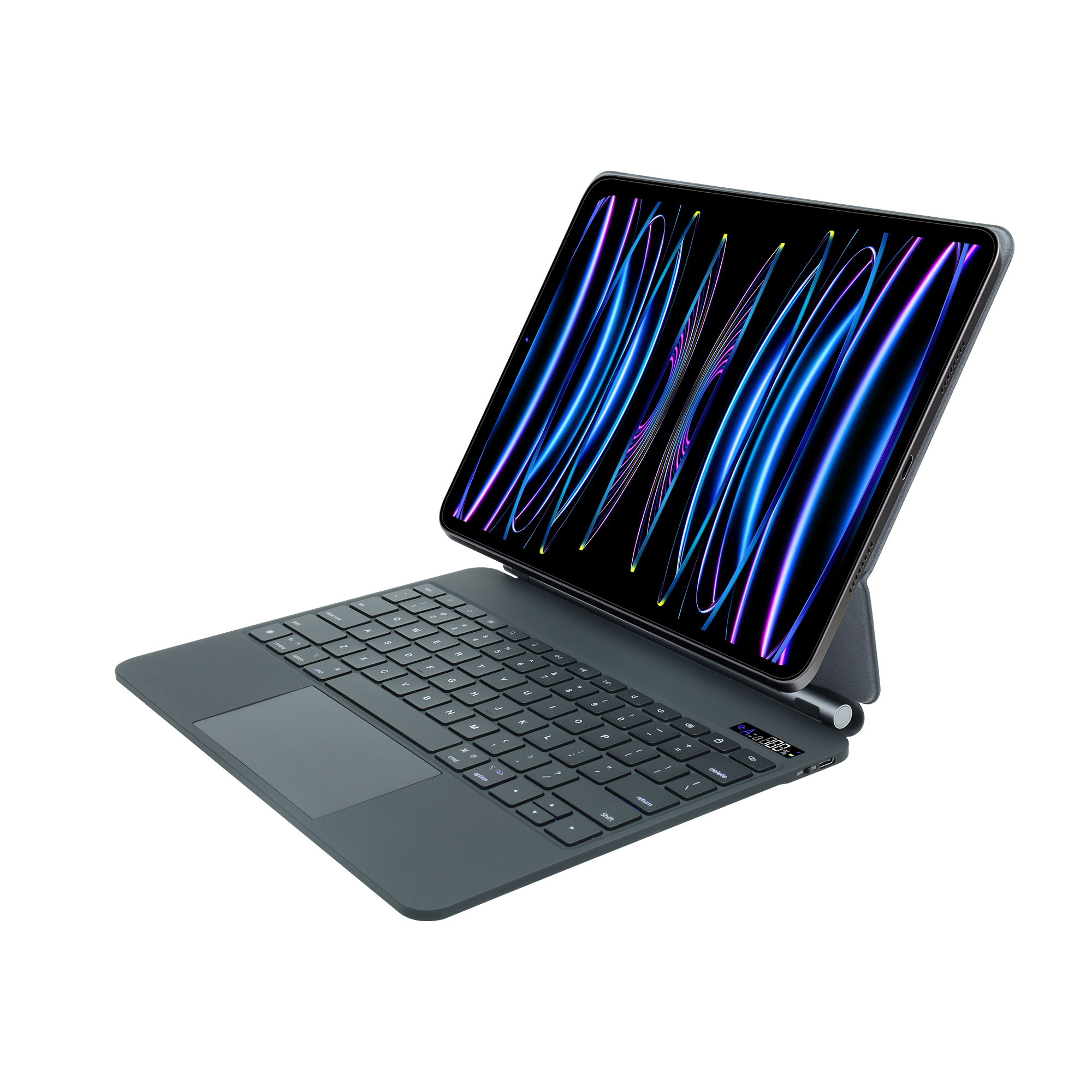SIA Arabic layout Magic Keyboard Case With LED Power Display For iPad Pro 12.9 Inch 2018-2022 - Backlight - Black