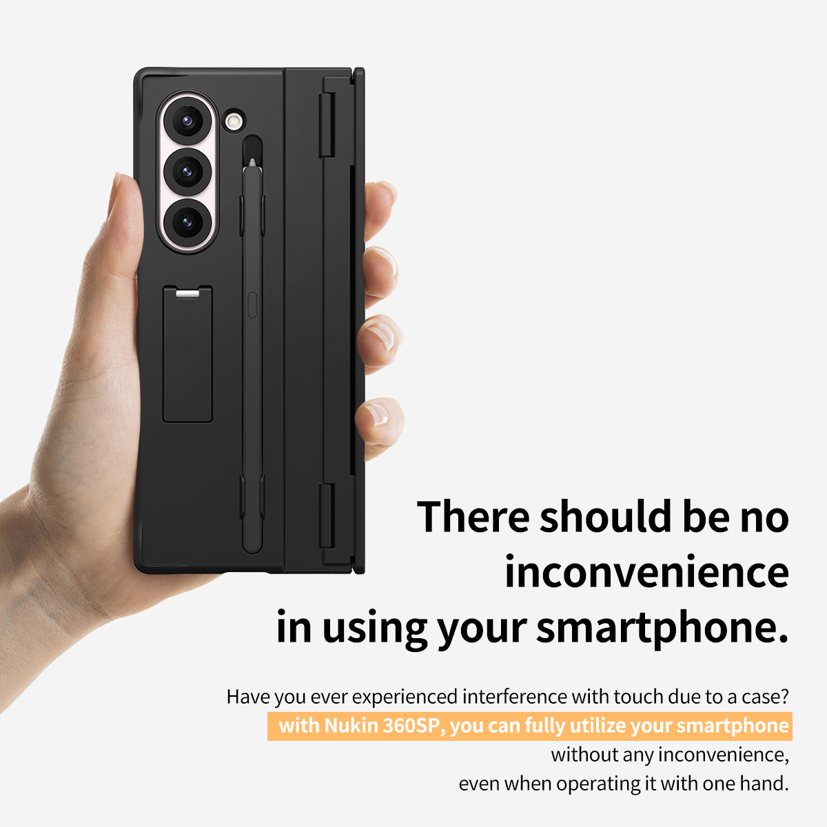 Araree Nukin 360 SP Black Kickstand Case with S Pen Slot & Hinge Protection - For Samsung Galaxy Z Fold 6 - Black