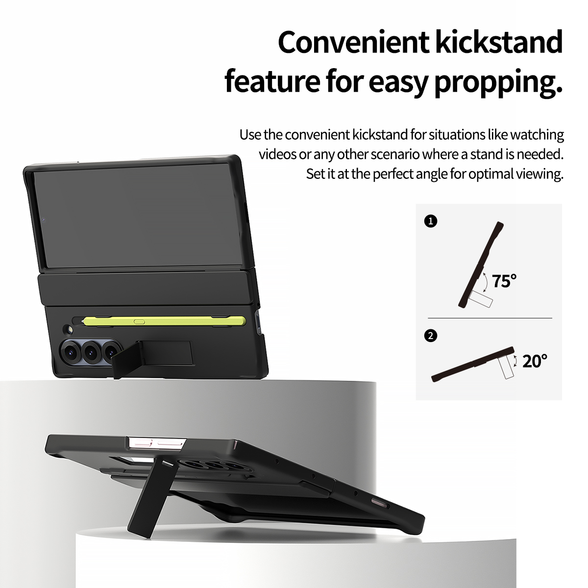 Araree Nukin 360 SP Black Kickstand Case with S Pen Slot & Hinge Protection - For Samsung Galaxy Z Fold 6 - Black