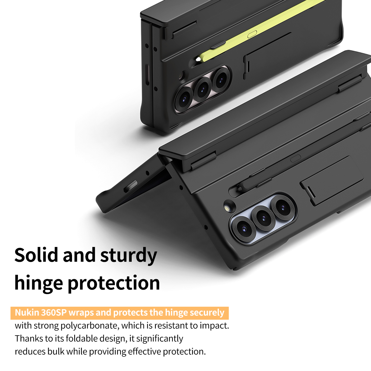 Araree Nukin 360 SP Black Kickstand Case with S Pen Slot & Hinge Protection - For Samsung Galaxy Z Fold 6 - Black