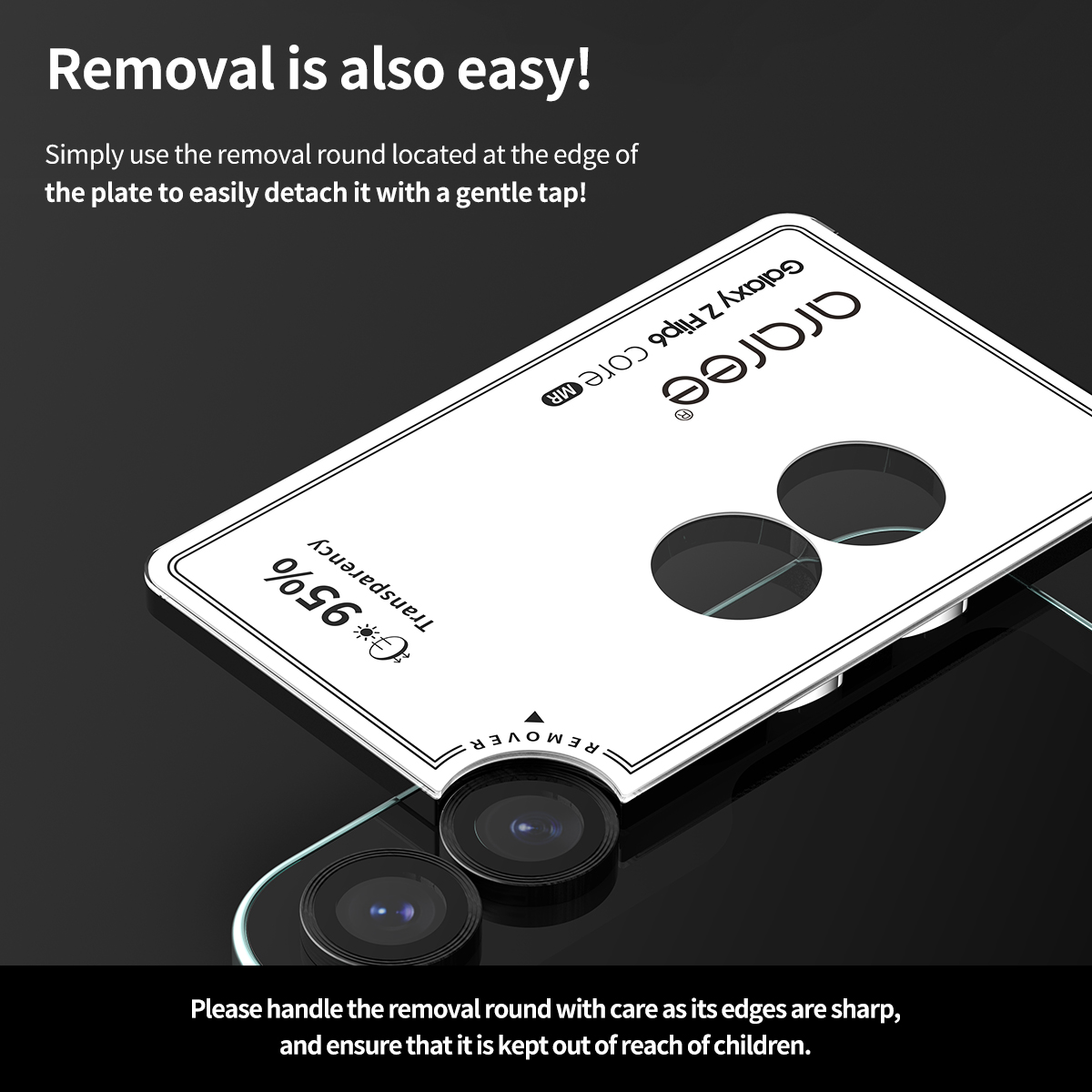 Araree Core Camera Lens Protector Tempered Glass With Metal Ring For Samsung Galaxy Z Flip 6 - Clear