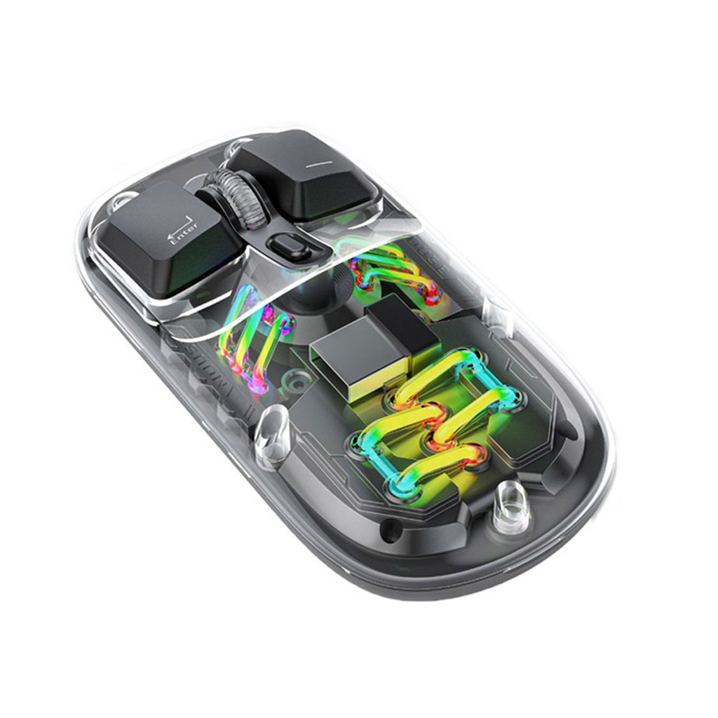 Porodo Transparent Mouse 2.4G and Bluetooth Dual Mode -Black