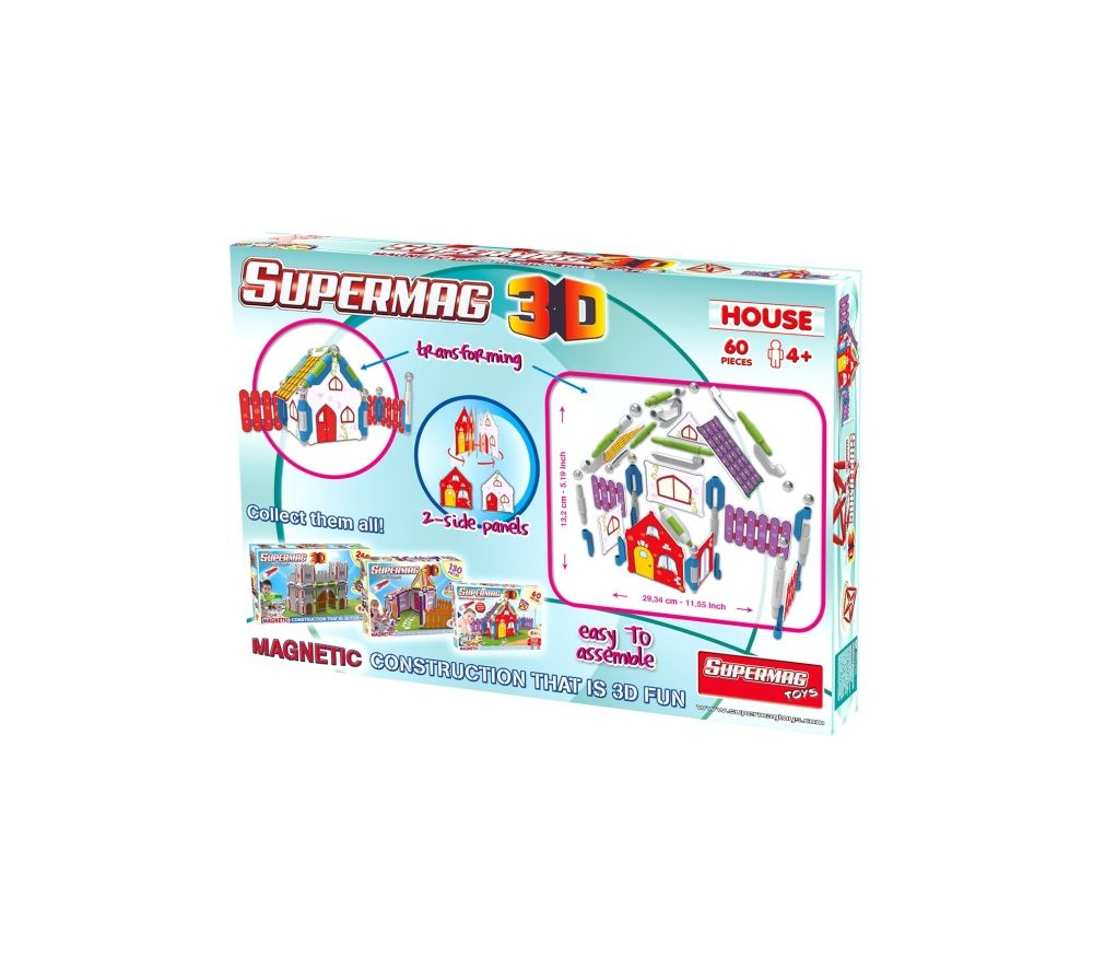 Supermag 3D Magnetic Construction Set, 60 Pieces