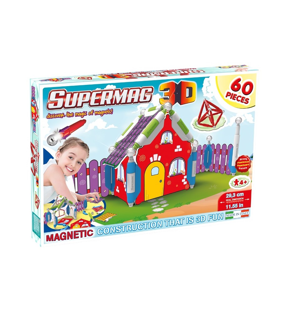 Supermag 3D Magnetic Construction Set, 60 Pieces