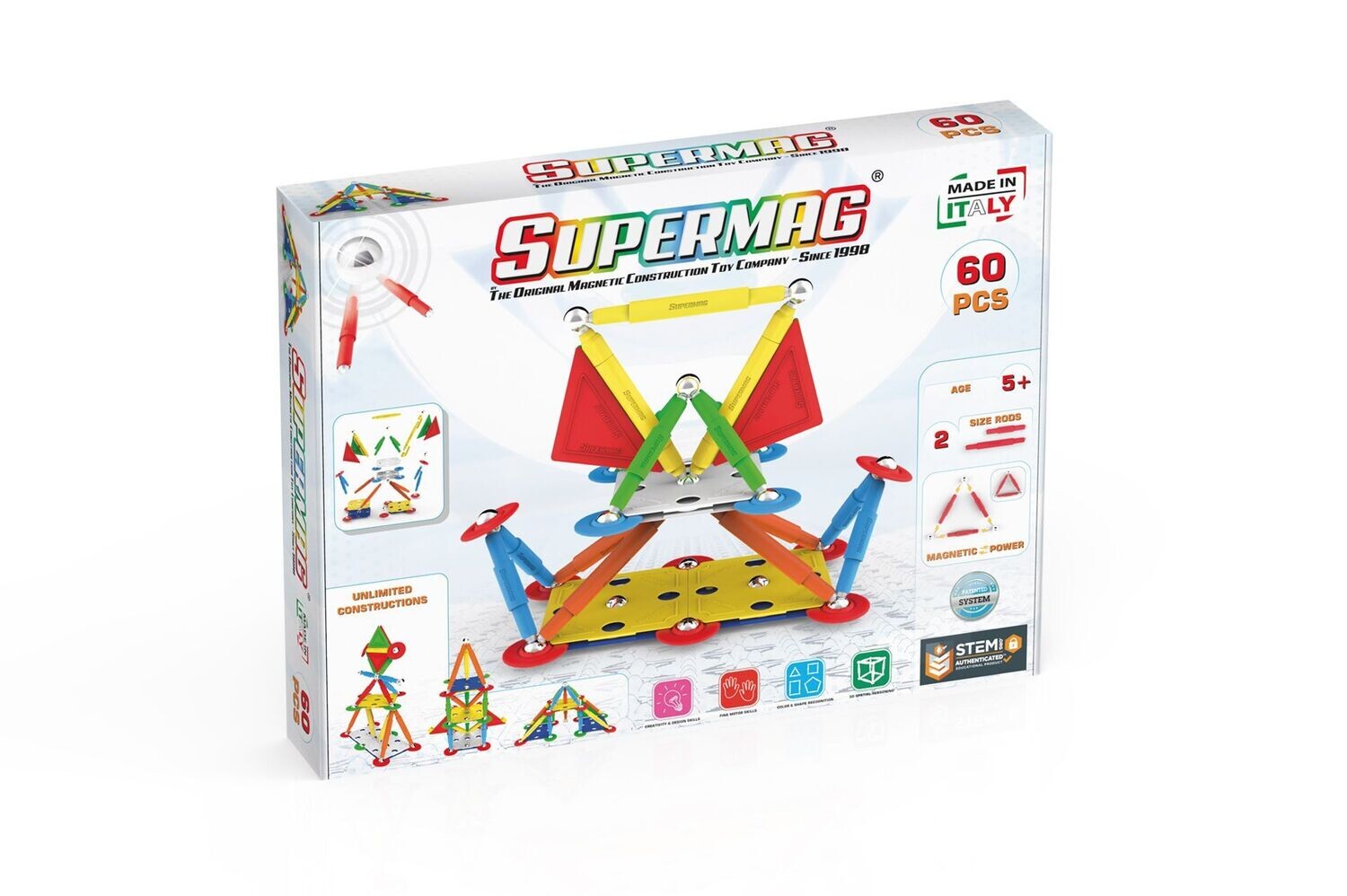 Supermag Projects Multicolor Magnetic Construction 60 Pieces