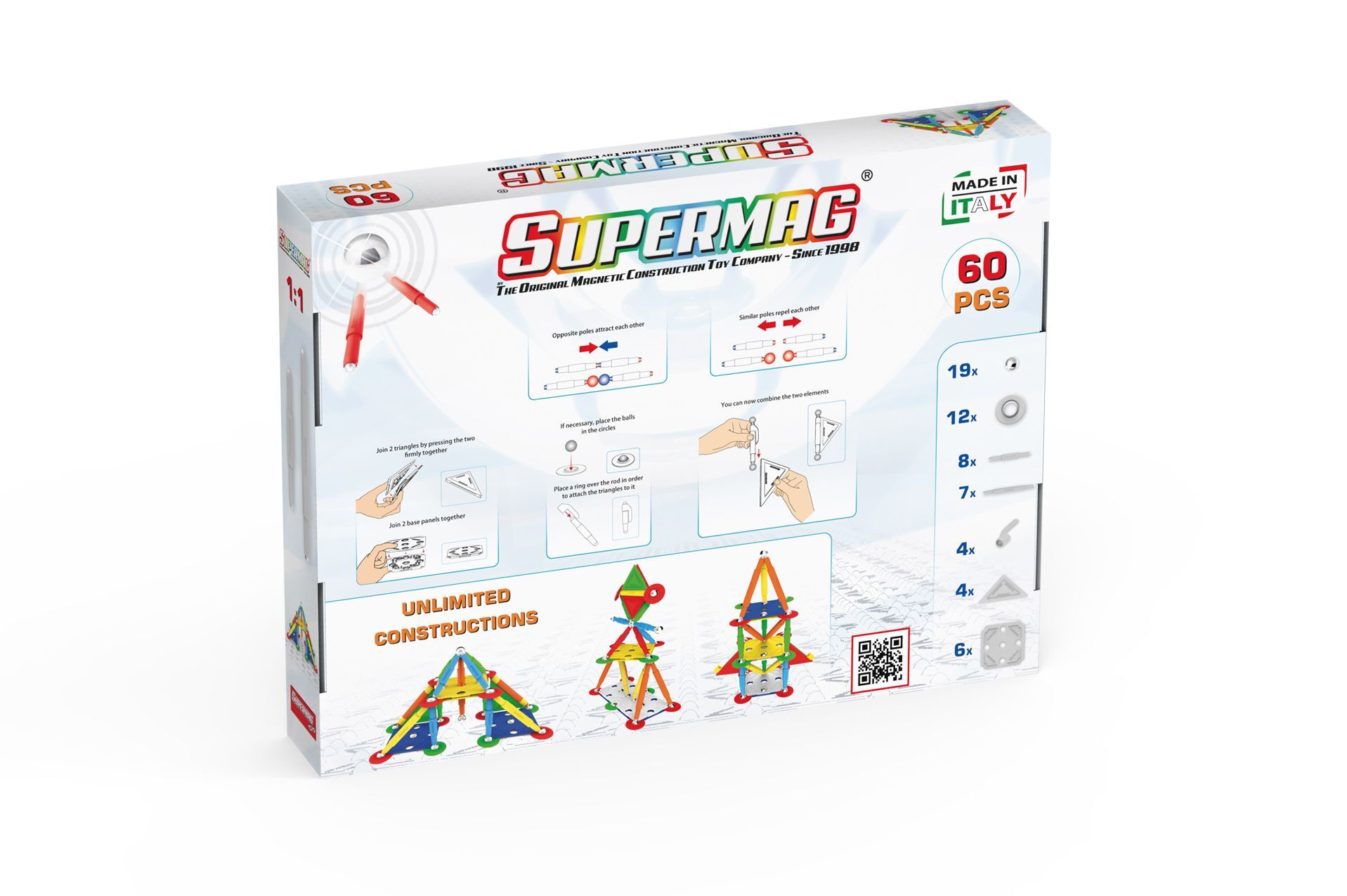 Supermag Projects Multicolor Magnetic Construction 60 Pieces