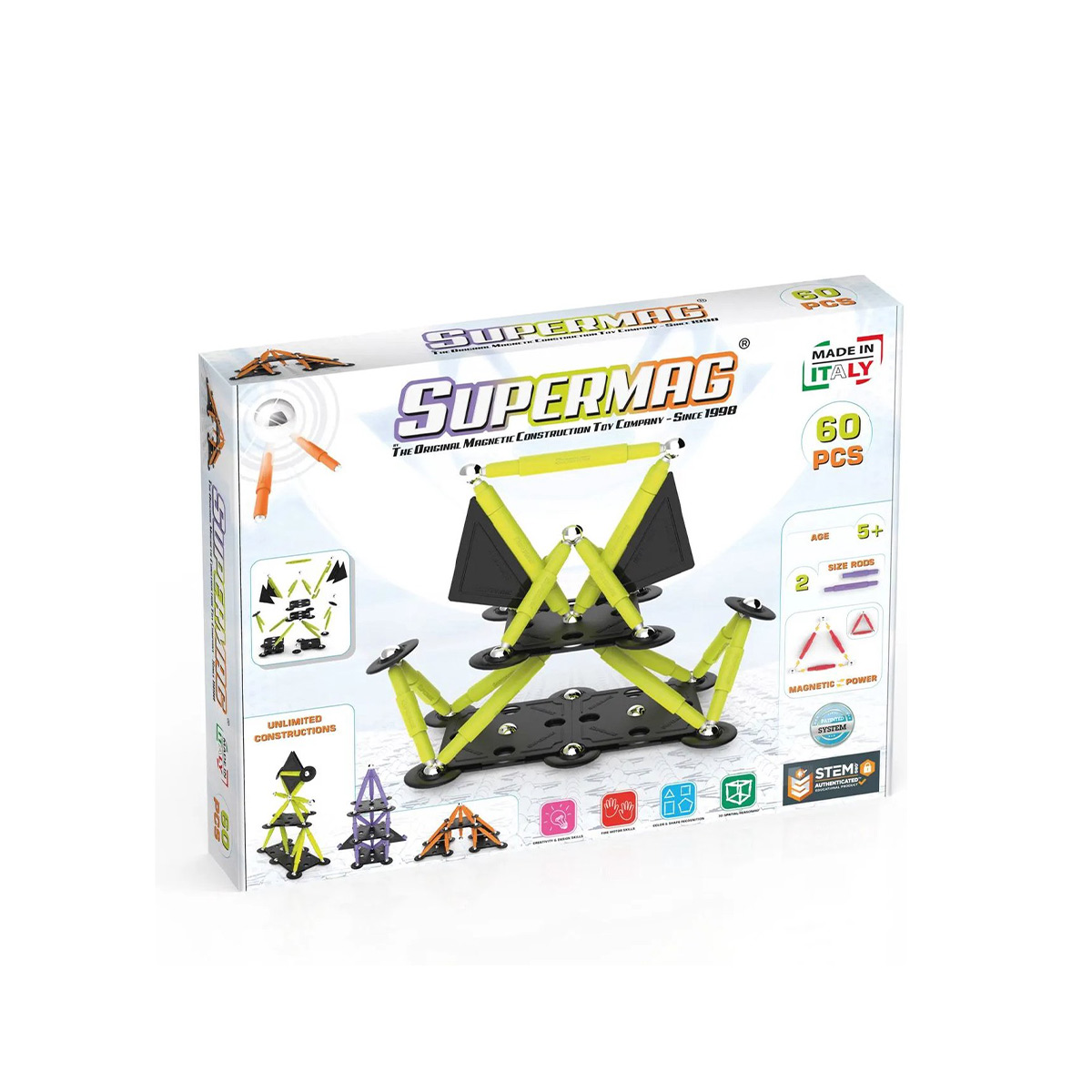 Supermag Magnetic Constructor Technicolor 60 Parts