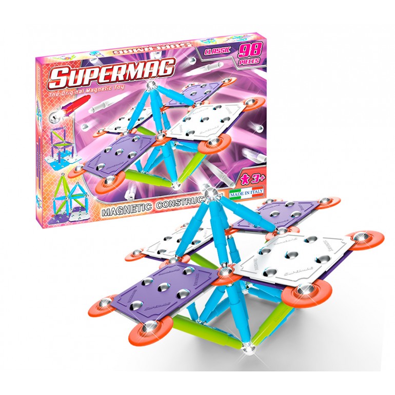 Supermag Magnetic Building Set - Classic Trendy, 98 pieces