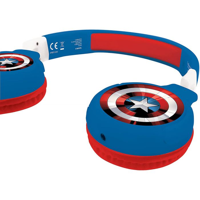 Lexibook 2 in 1 Bluetooth® and Wired Comfort Foldable Headphones With Kids Safe Volume Avengers Design