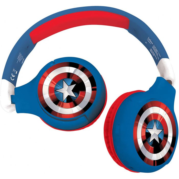 Lexibook 2 in 1 Bluetooth® and Wired Comfort Foldable Headphones With Kids Safe Volume Avengers Design