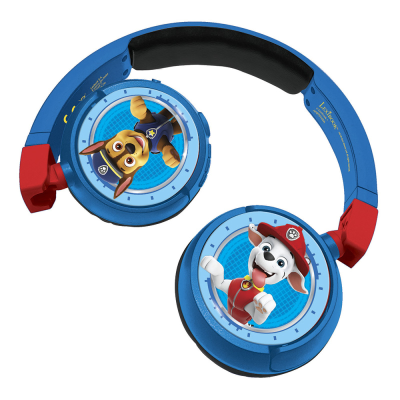 Lexibook 2 in 1 Bluetooth® and Wired Comfort Foldable Headphones With Kids Safe Volume - Paw Patrol